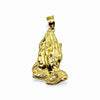 10K Gold Diamond Cut Praying Hands Pendant