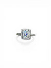 Silver 925 2.4ct Moissanite Emerald Cut Halo Ring – VVS