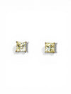 Unisex Gold Plated 925 Silver VVS Moissanite Princess Square Stud Earrings