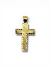 10K Gold Diamond Cut Textured Cross Pendant