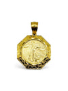 10K Gold Liberty Coin Octagon Nugget Pendant