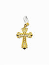 10K Gold Diamond Cut Cross Pendant with CZ Stones