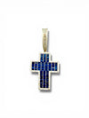 Sterling Silver Blue & White VVS Moissanite Cross Pendant