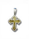 Sterling Silver Yellow & White VVS Moissanite Fleur Cross Pendant